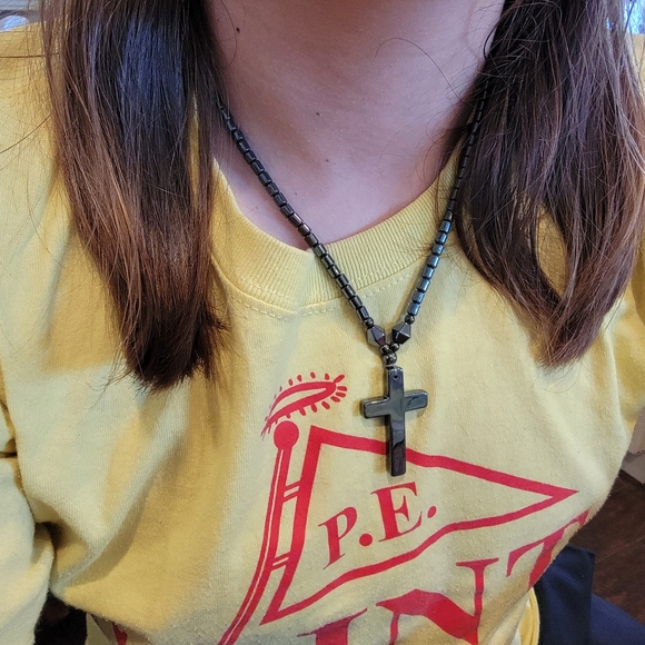 Hermalite Cross Necklace Dark Gray Screw Barrel - Picture 8 of 8